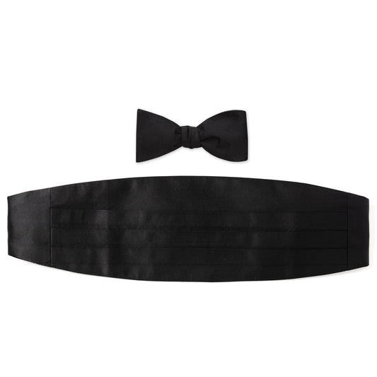 Black Silk Cummerbund and Bowtie Set Image 1