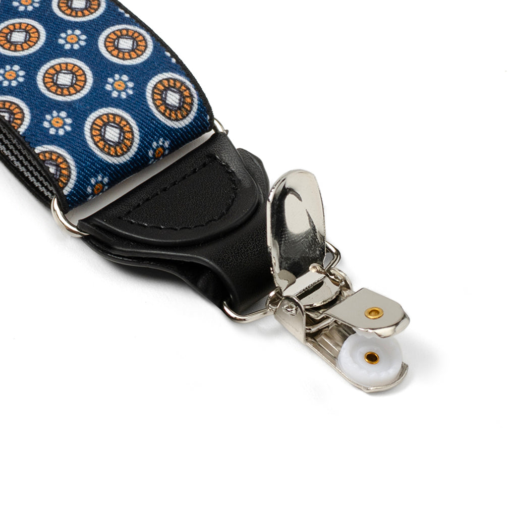 Blue Motif Patterned Convertible Suspenders Image 3