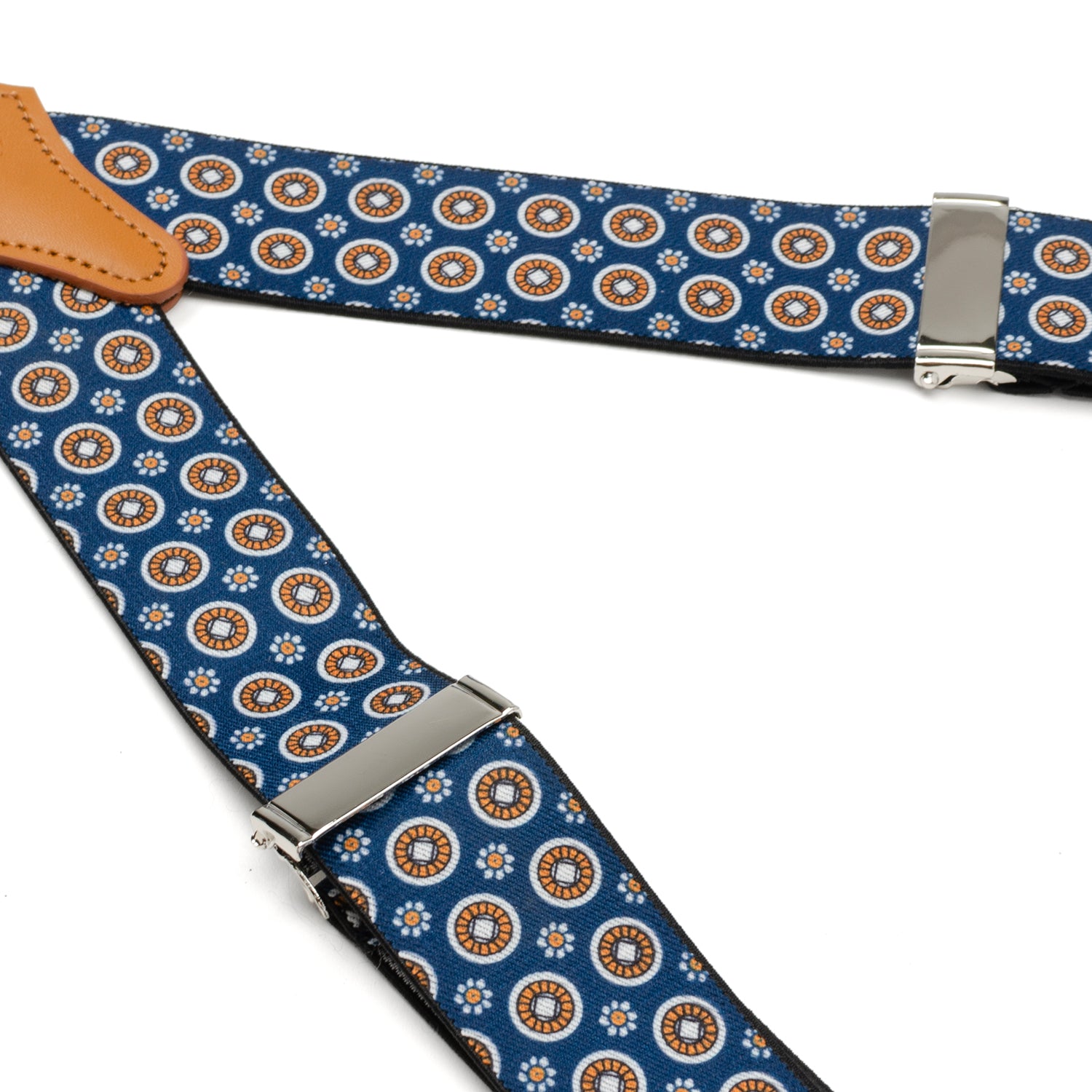 Blue Motif Patterned Convertible Suspenders Image 4