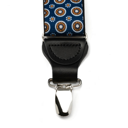 Blue Motif Patterned Convertible Suspenders Image 5