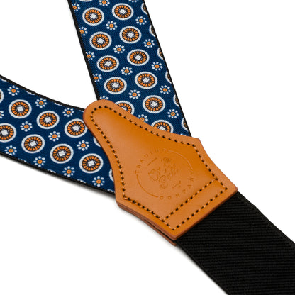 Blue Motif Patterned Convertible Suspenders Image 6