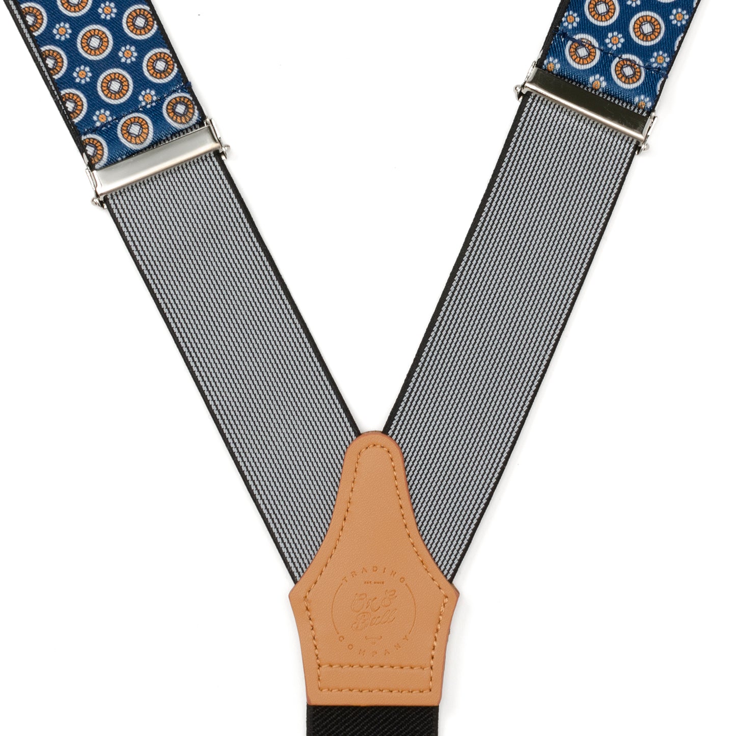 Blue Motif Patterned Convertible Suspenders Image 7