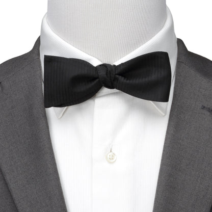 Black Formal Pinstripe Silk Bow Tie Image 2