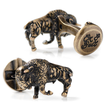 Antique Bronze Bison Cufflinks Image 2