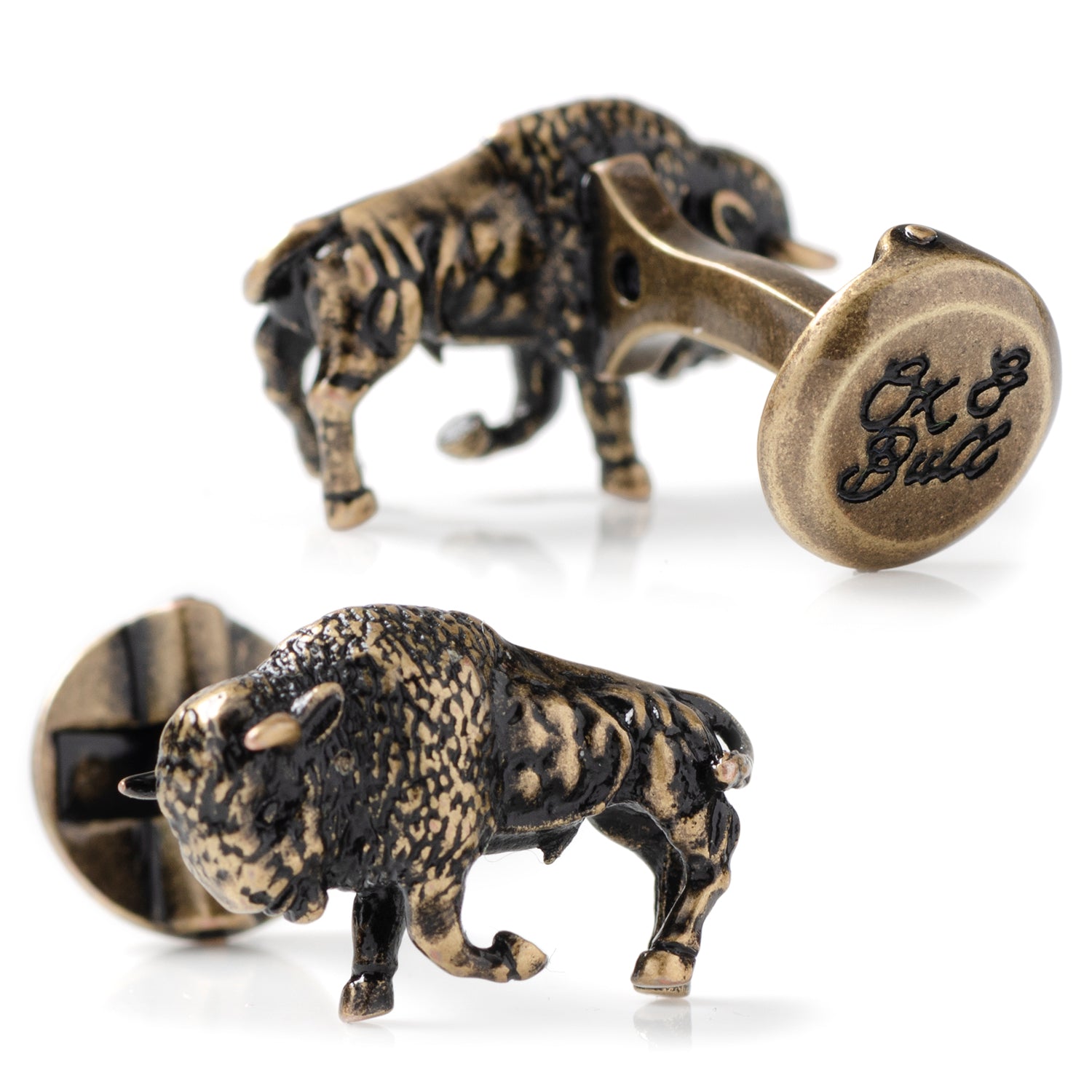 Antique Bronze Bison Cufflinks Image 2