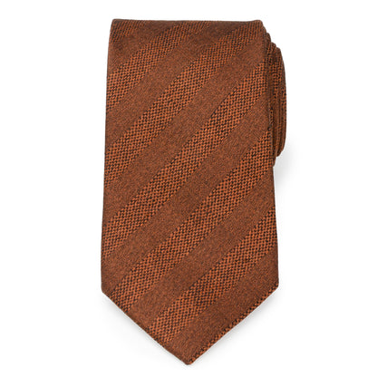 Burnt Sienna Tweed Striped Linen Men's Tie Image 3