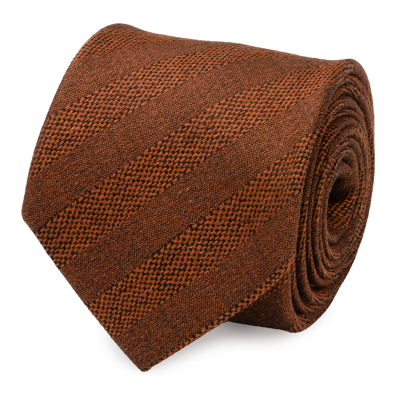 Burnt Sienna Tweed Striped Linen Men's Tie Image 1