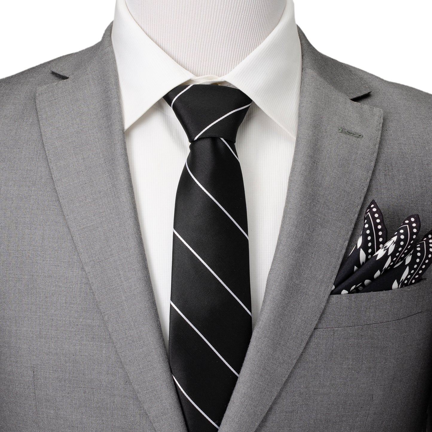 Classic Black Striped Silk Men's Tie Image 2