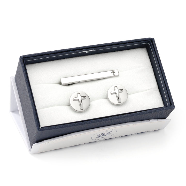 Cross Stainless Steel Cufflinks and Tie Clip Gift Set Image 2