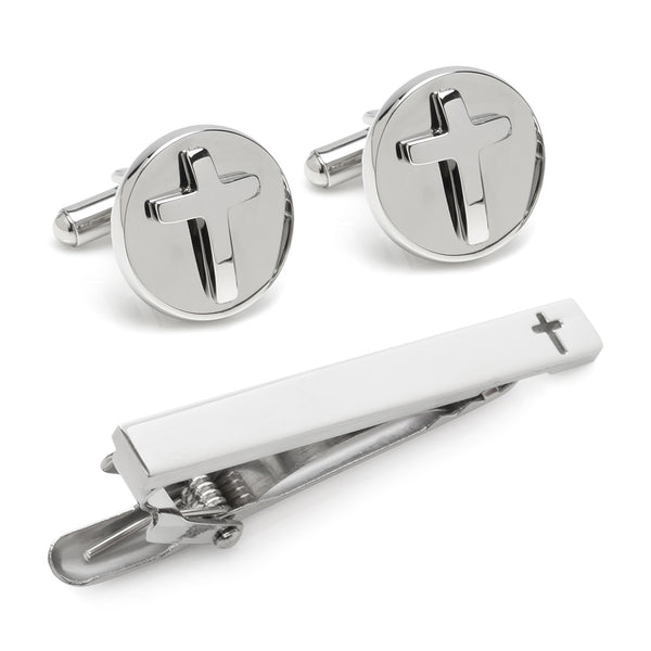 Cross Stainless Steel Cufflinks and Tie Clip Gift Set Image 1