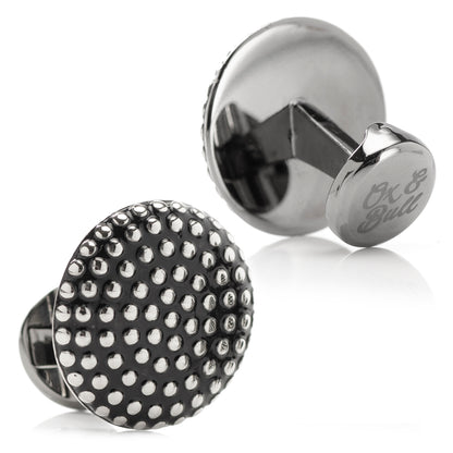 Silver Circle Dot Texture Cufflinks Image 2