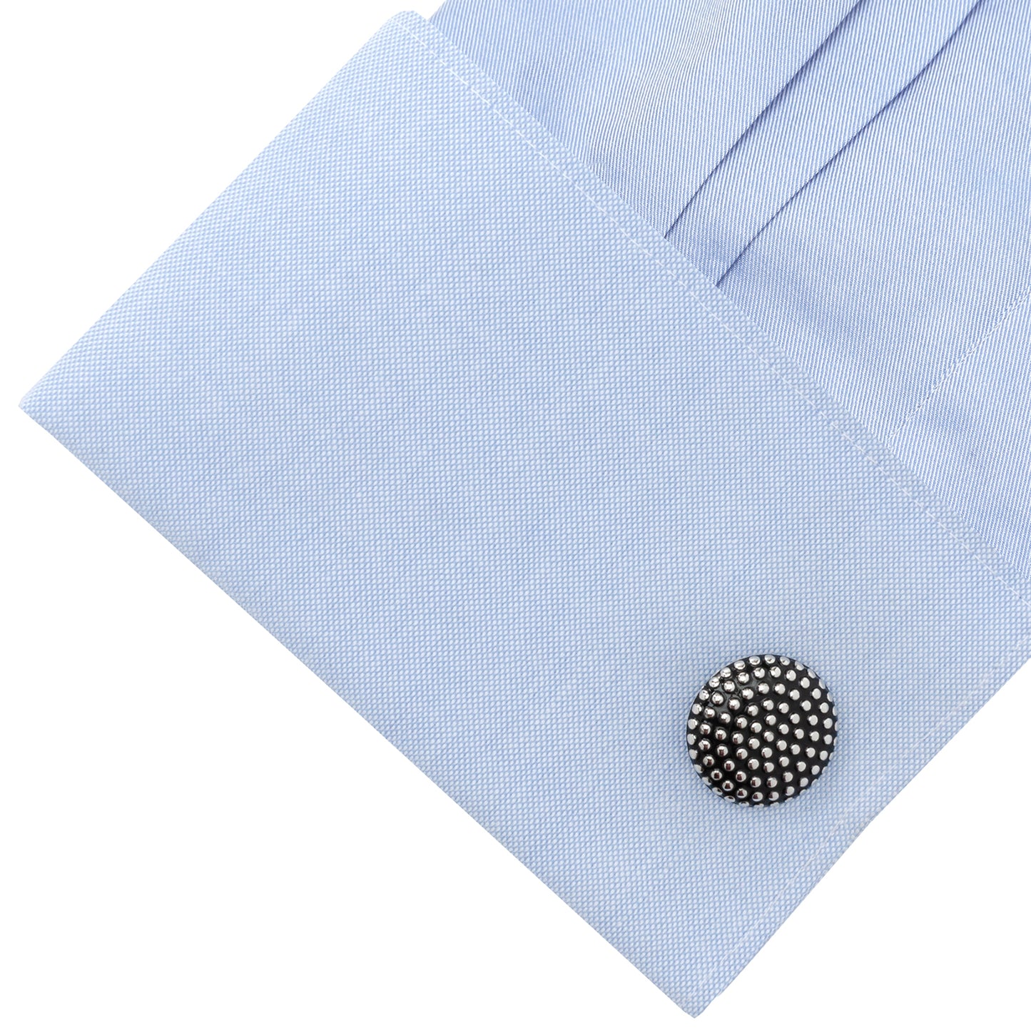 Silver Circle Dot Texture Cufflinks Image 3