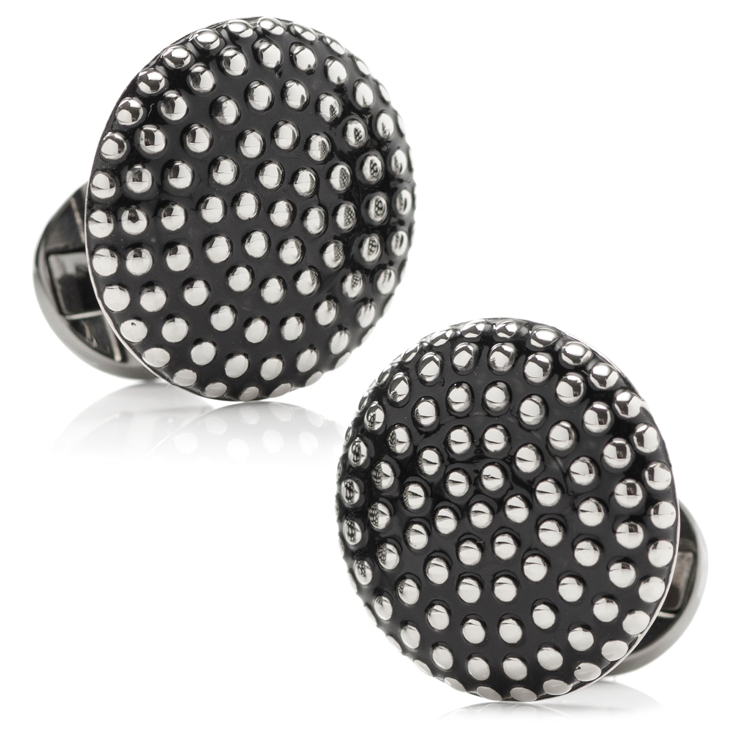 Silver Circle Dot Texture Cufflinks Image 1