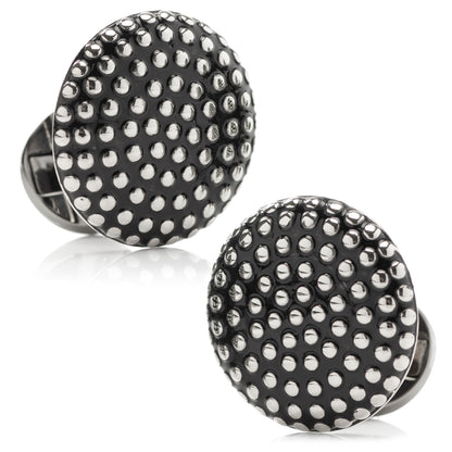 Silver Circle Dot Texture Cufflinks Image 1