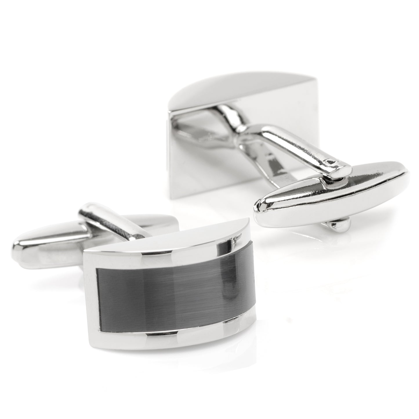 Gray Cats Eye Bridged Cufflinks Image 2