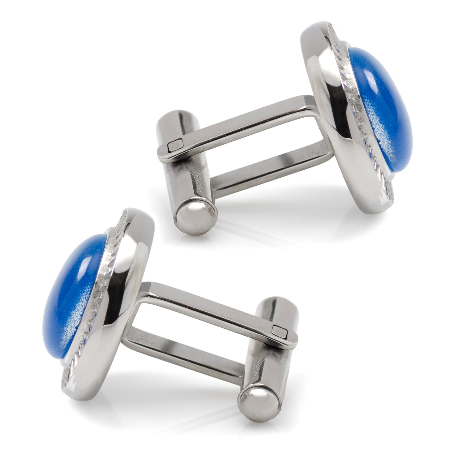 Radiant Blue Catseye Stainless Steel Cufflinks Image 4