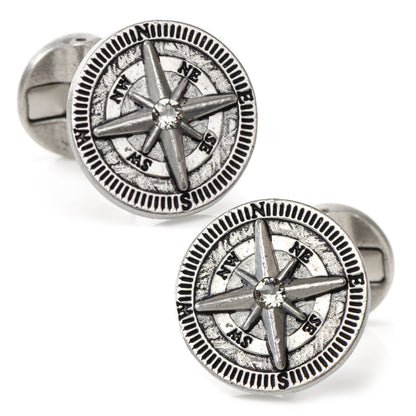 Antique Compass Stainless Steel Cufflinks Image 1