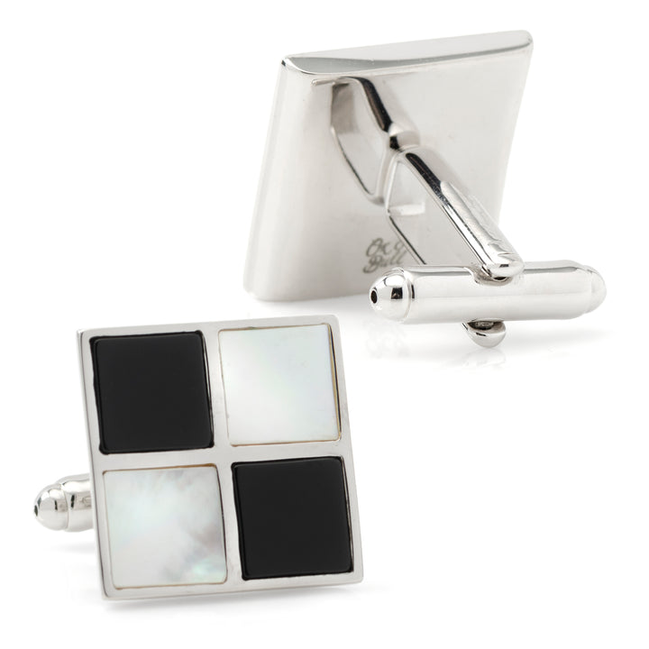 Mother of Pearl and Onyx Check Cufflinks Image 2