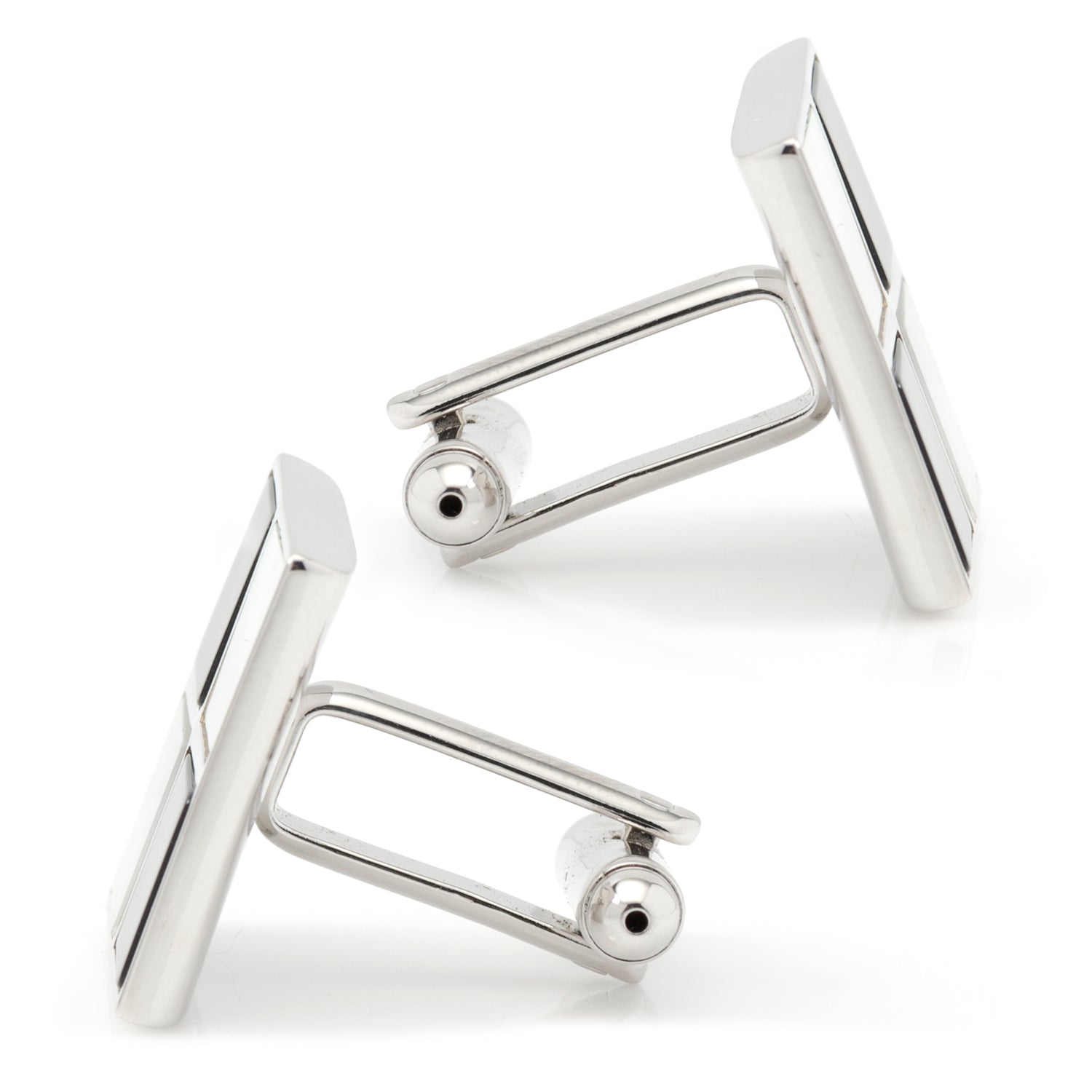 Mother of Pearl and Onyx Check Cufflinks Image 4