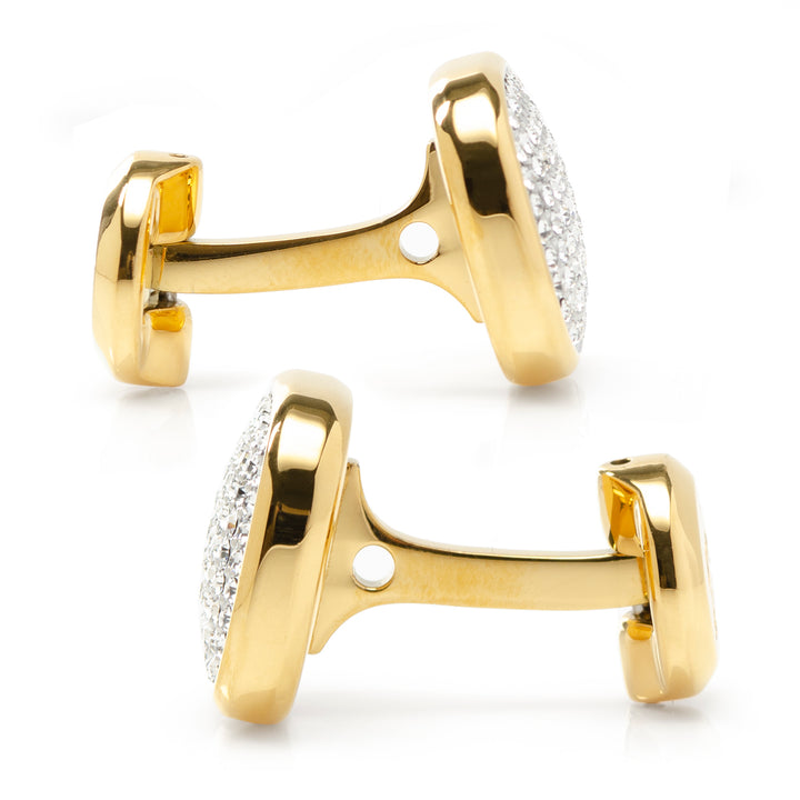 Stainless Steel Gold Plated White Pave Crystal Cufflinks Image 4