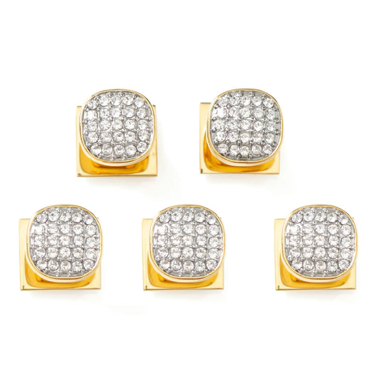 Stainless Steel Gold Plated White Pave Crystal  5-Studs Image 1