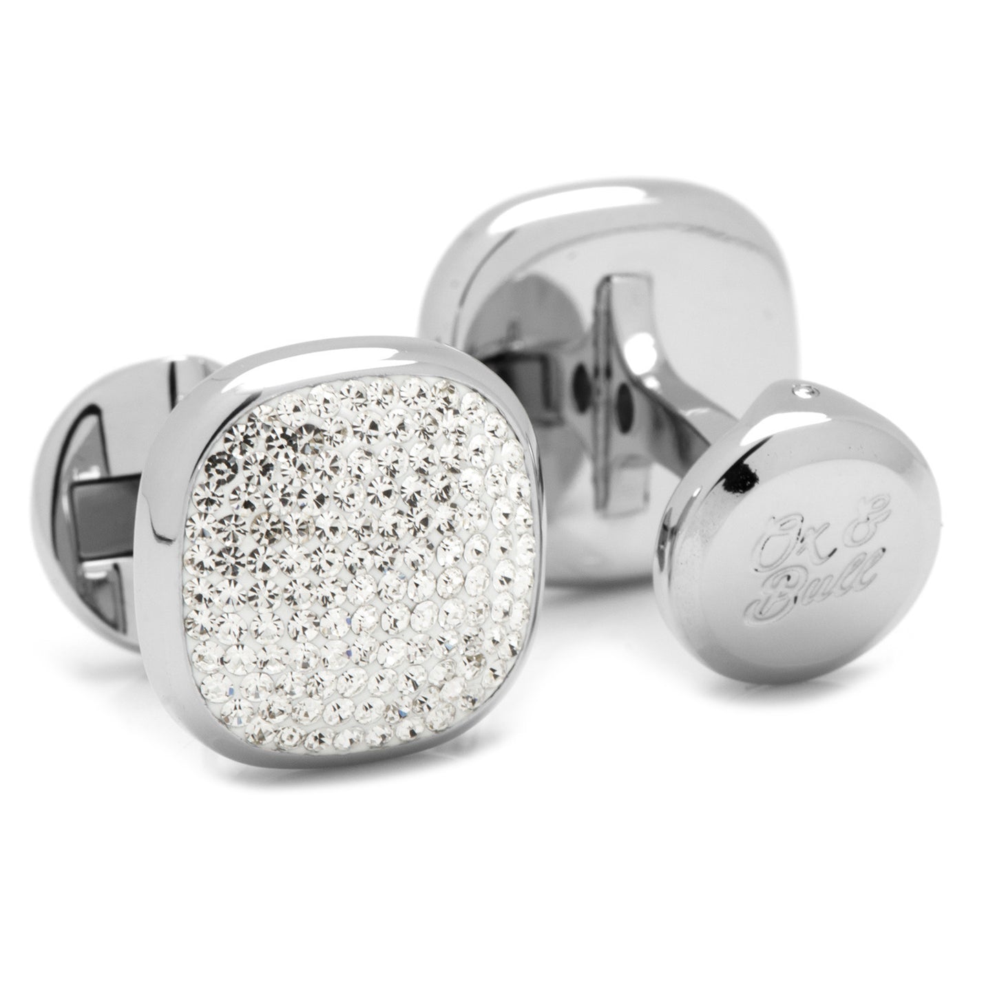 White Pave Crystal Cufflinks Image 2