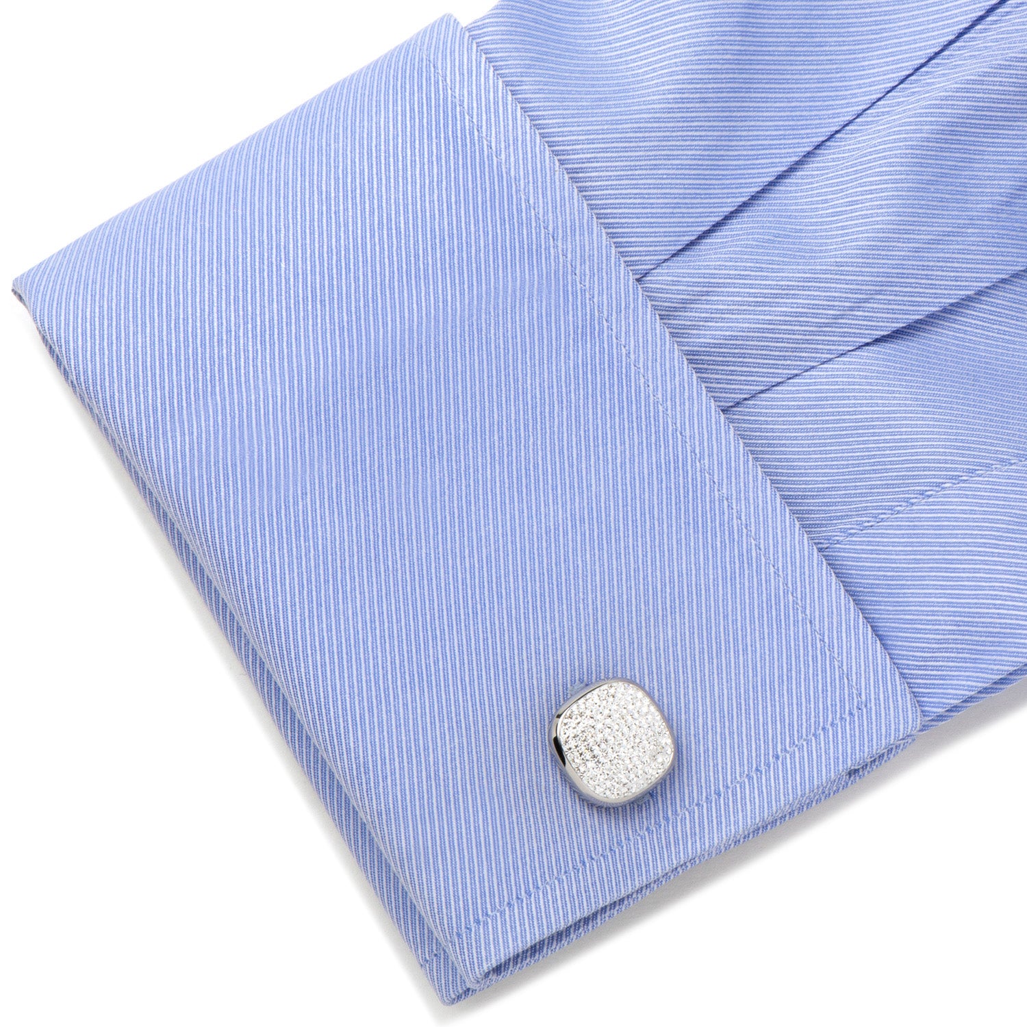 Stainless Steel White Pave Crystal Cufflinks Image 3