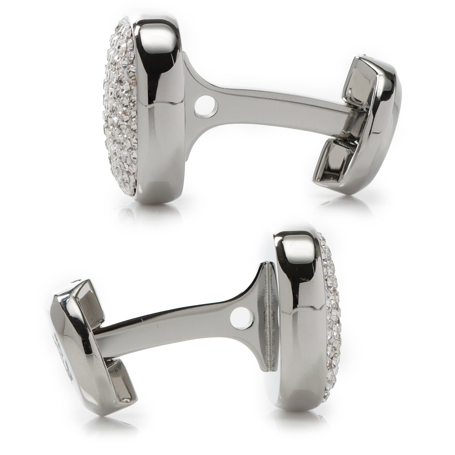 Stainless Steel White Pave Crystal Cufflinks Image 4