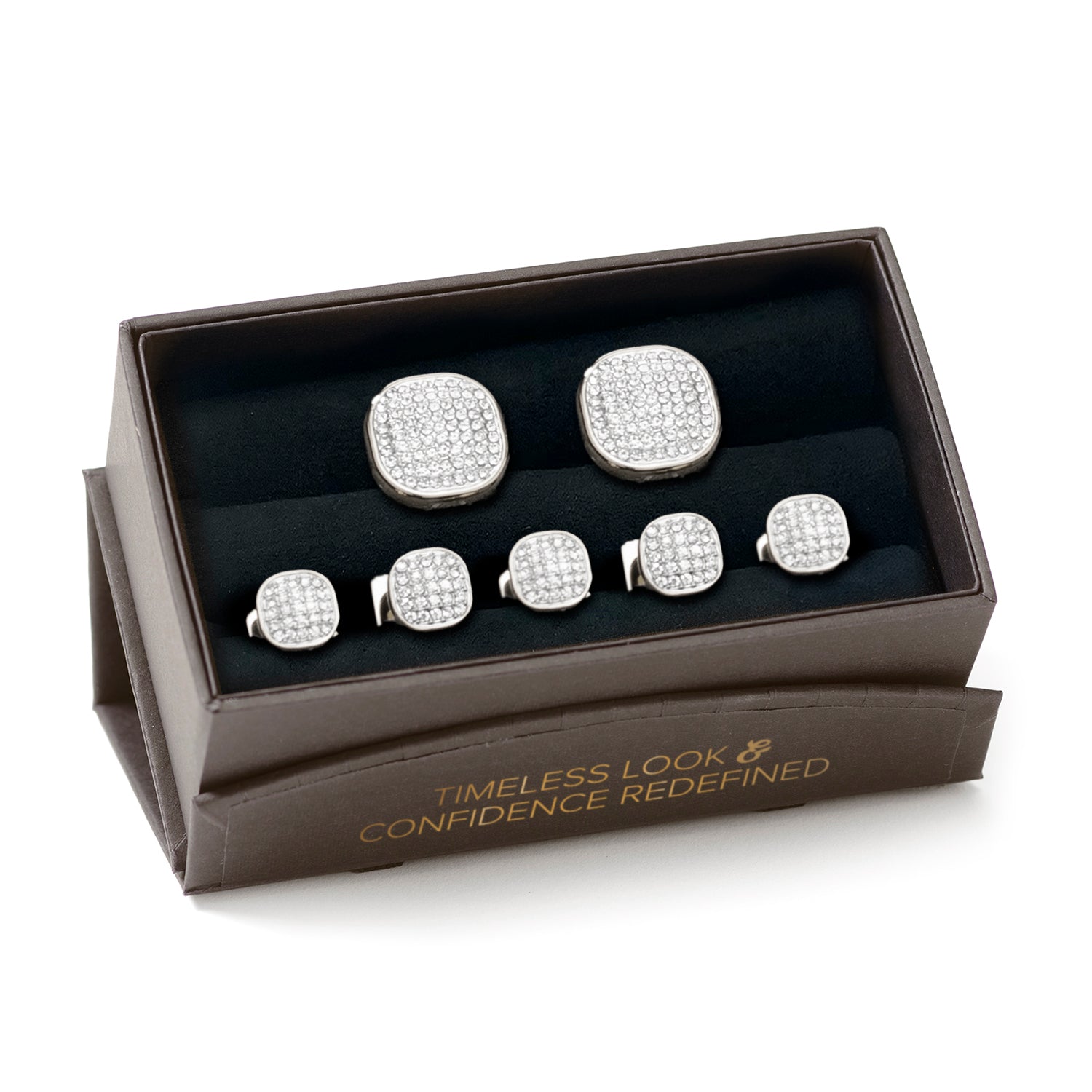 White Pave Crystal Stud Set Image 7