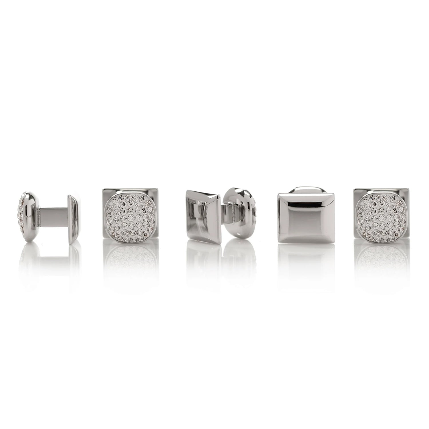 White Pave Crystal Studs Image 3