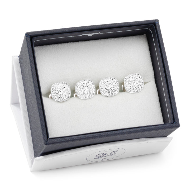 White Pave Crystal Studs Image 5