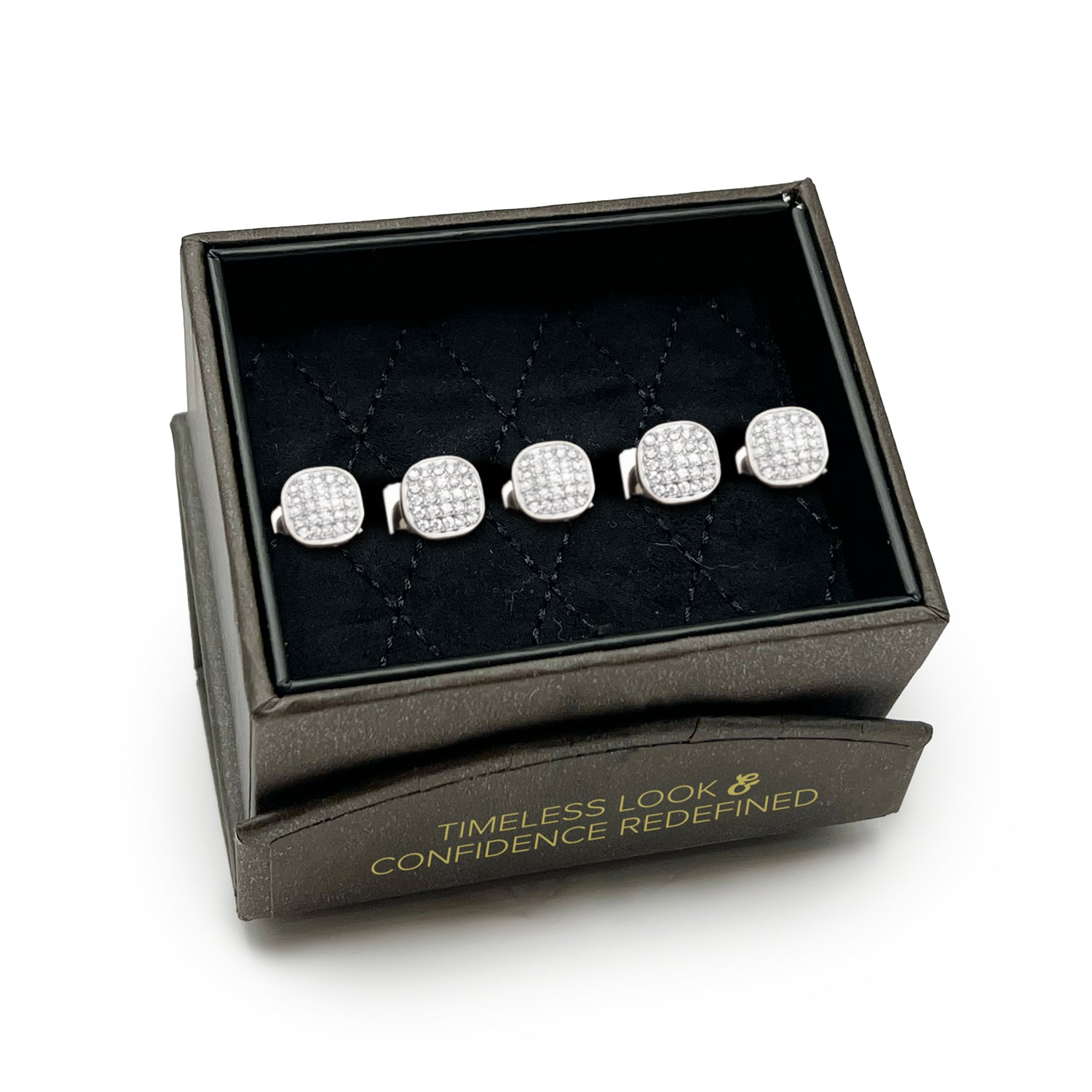 Stainless Steel White Pave Crystal 5-Studs Image 5