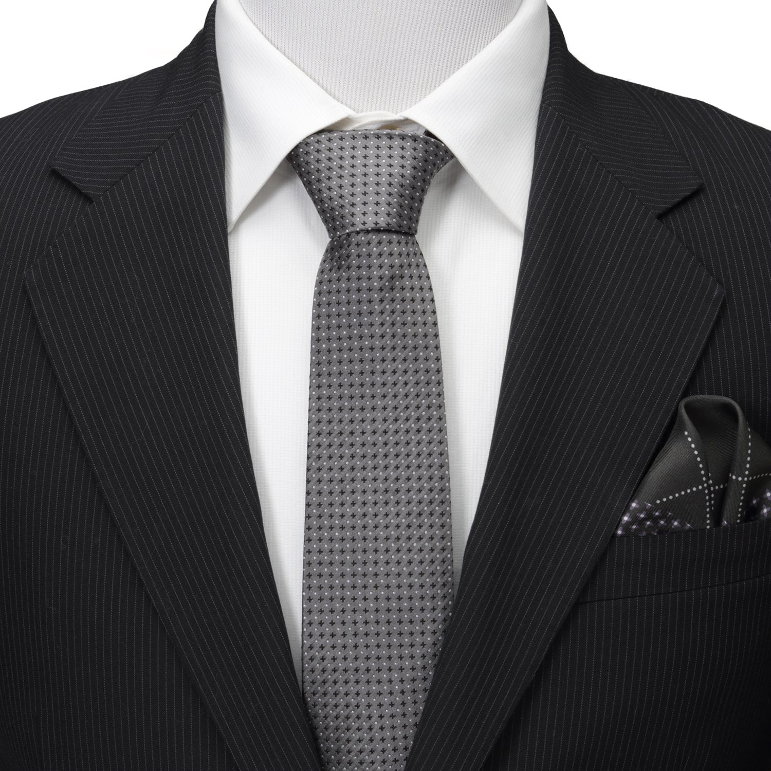 Gray Cross Dot-Men's Tie Image 2