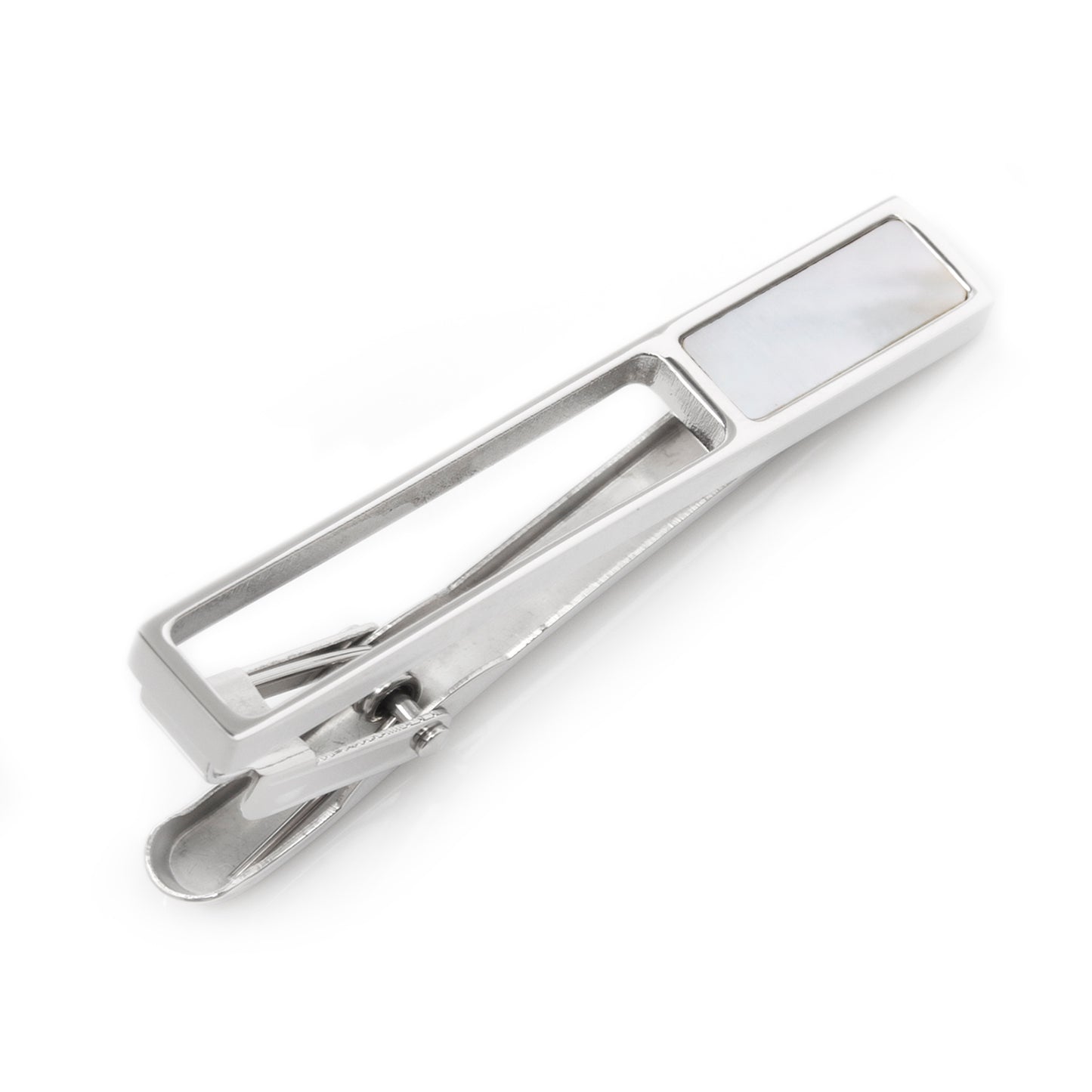 Die Cut Mother of Pearl Stainless Steel Tie Clip
 Image 1