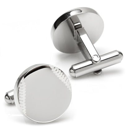 Stainless Steel Engravable Baseball Cufflinks Image 3