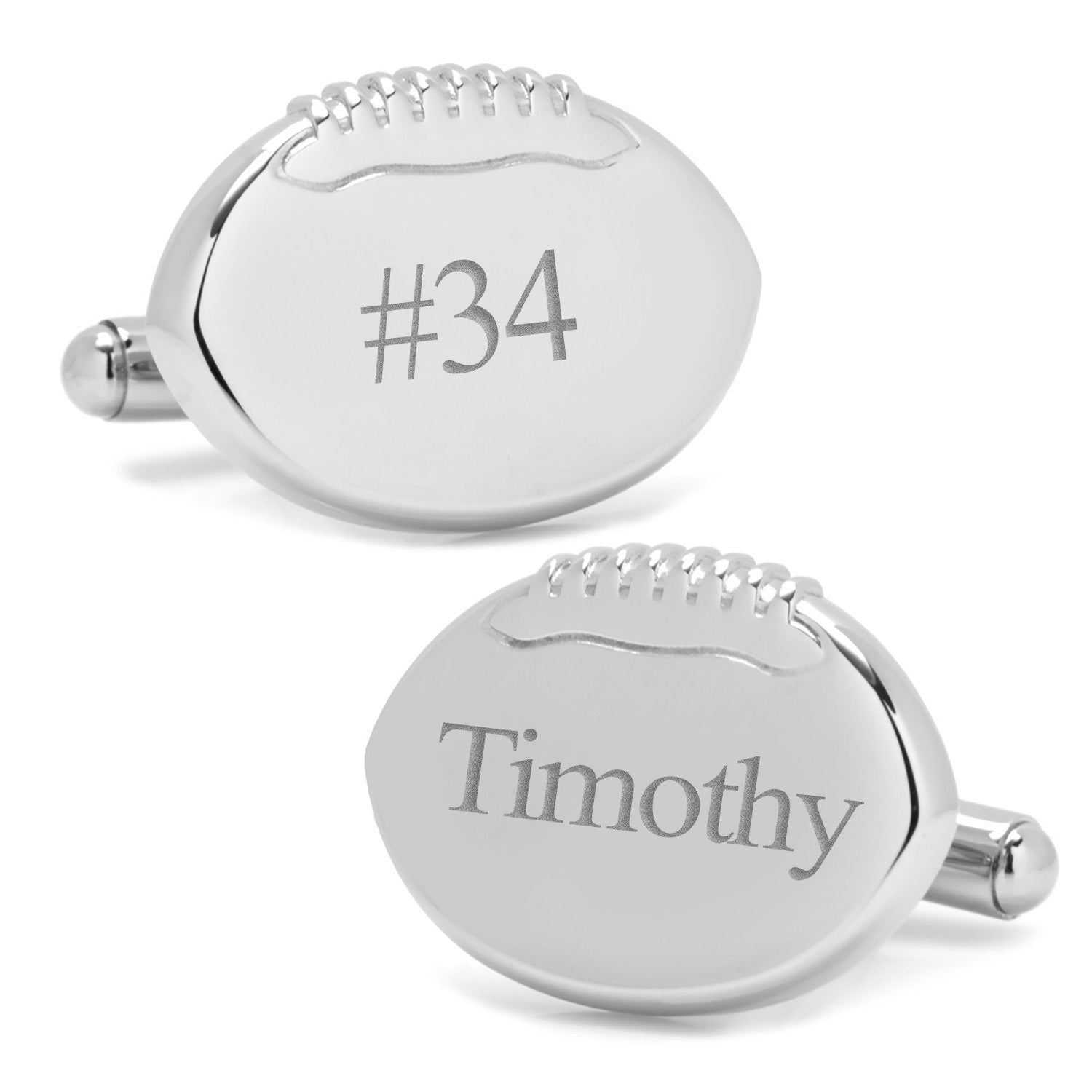 Stainless Steel Engravable Football Cufflinks Image 4