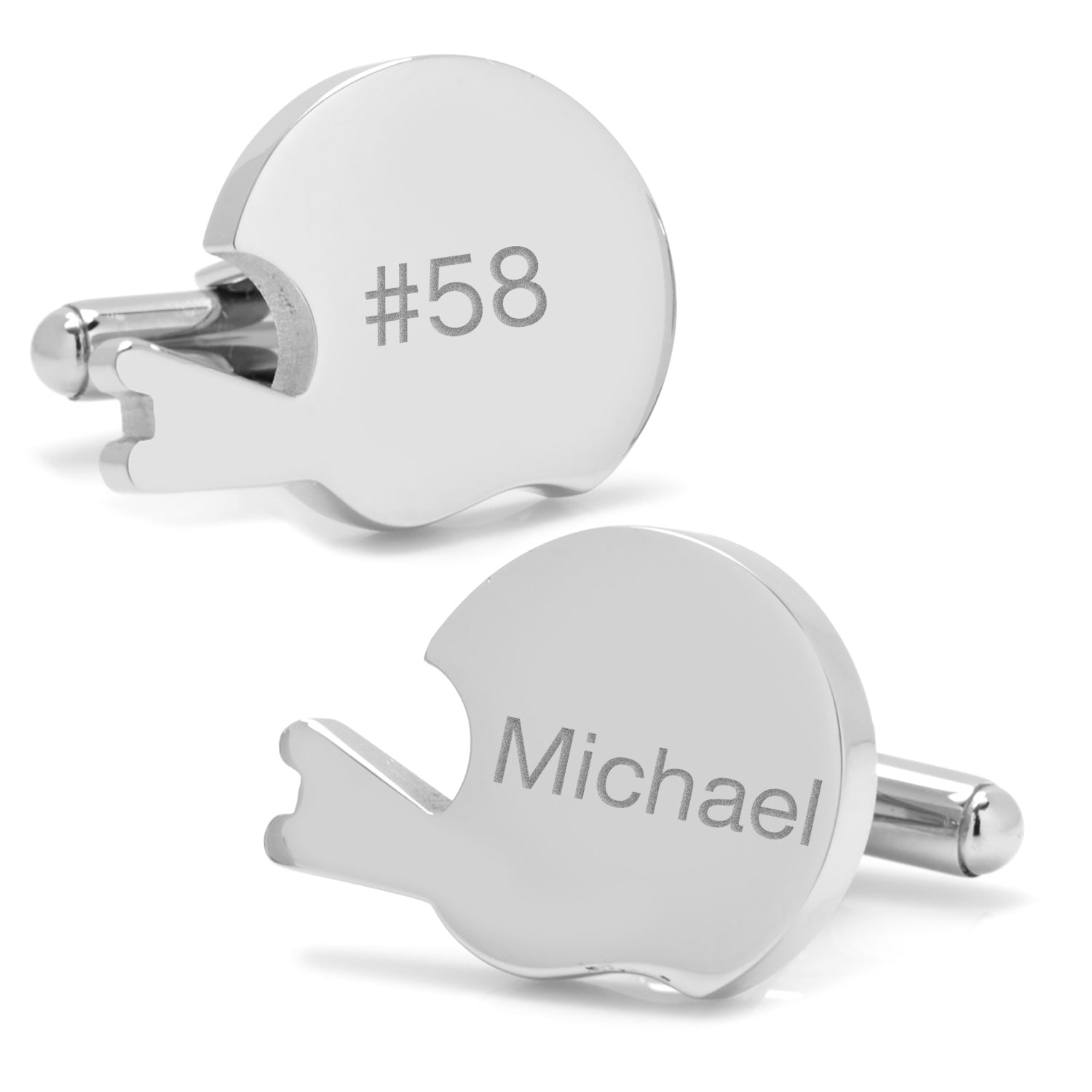 Stainless Steel Engravable Football Helmet Cufflinks Image 4