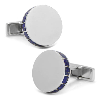 Stainless Steel Lapis Mosaic Engravable Cufflinks Image 1