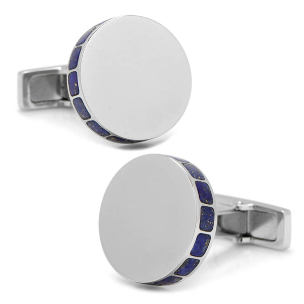 Stainless Steel Lapis Mosaic Engravable Cufflinks