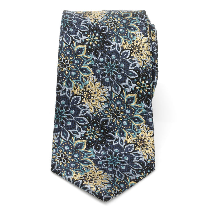 Kaleido Floral Navy Tan Accented Men's Tie Image 3