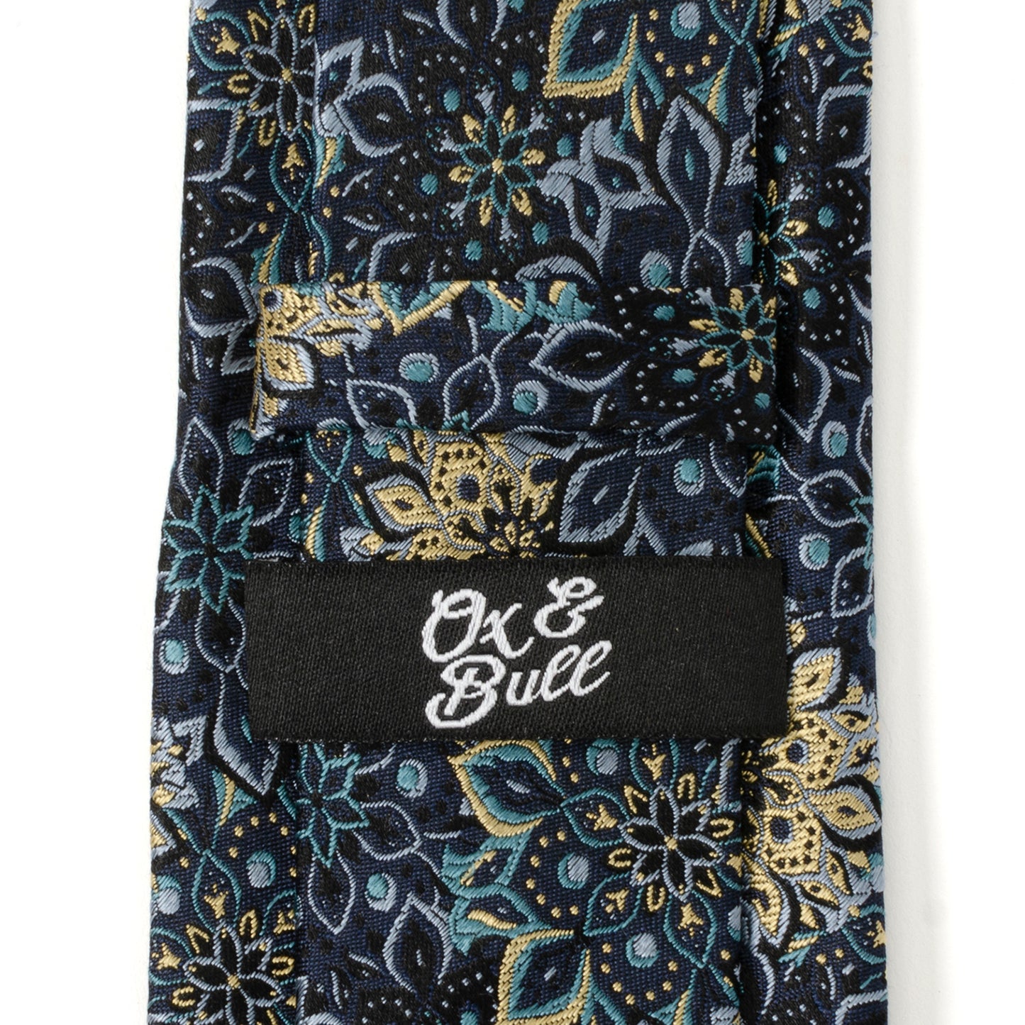 Kaleido Floral Navy Tan Accented Men's Tie Image 5