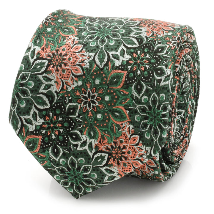 Green Floral Tie and Pocket Square Gift Set Image 3