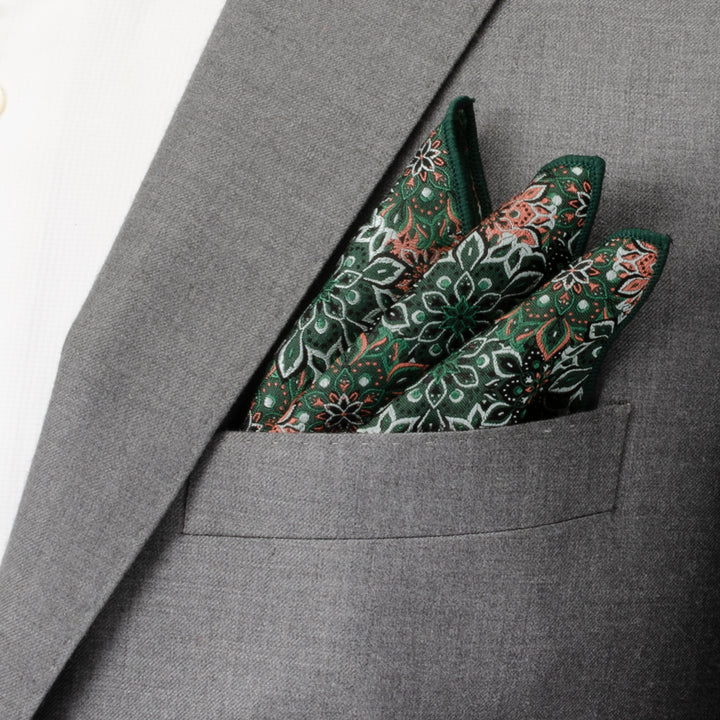 Green Floral Tie and Pocket Square Gift Set Image 9