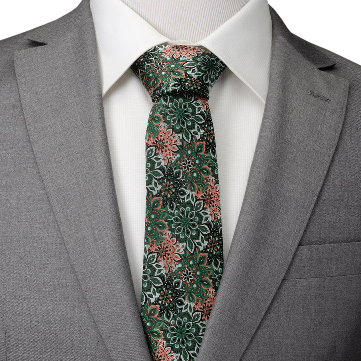 Kaleido Floral Coral Accented Men's Tie Image 2