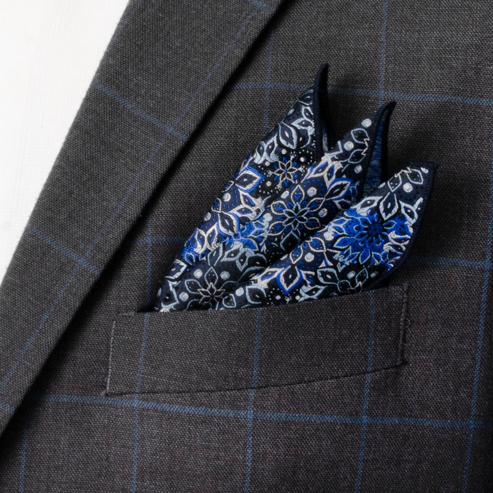 Navy Floral Tie and Pocket Square Gift Set Image 7