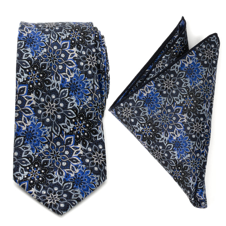 Navy Floral Tie and Pocket Square Gift Set Image 1
