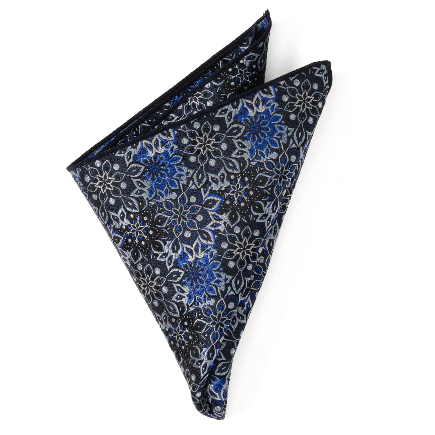 Navy Floral Pocket Square Image 3