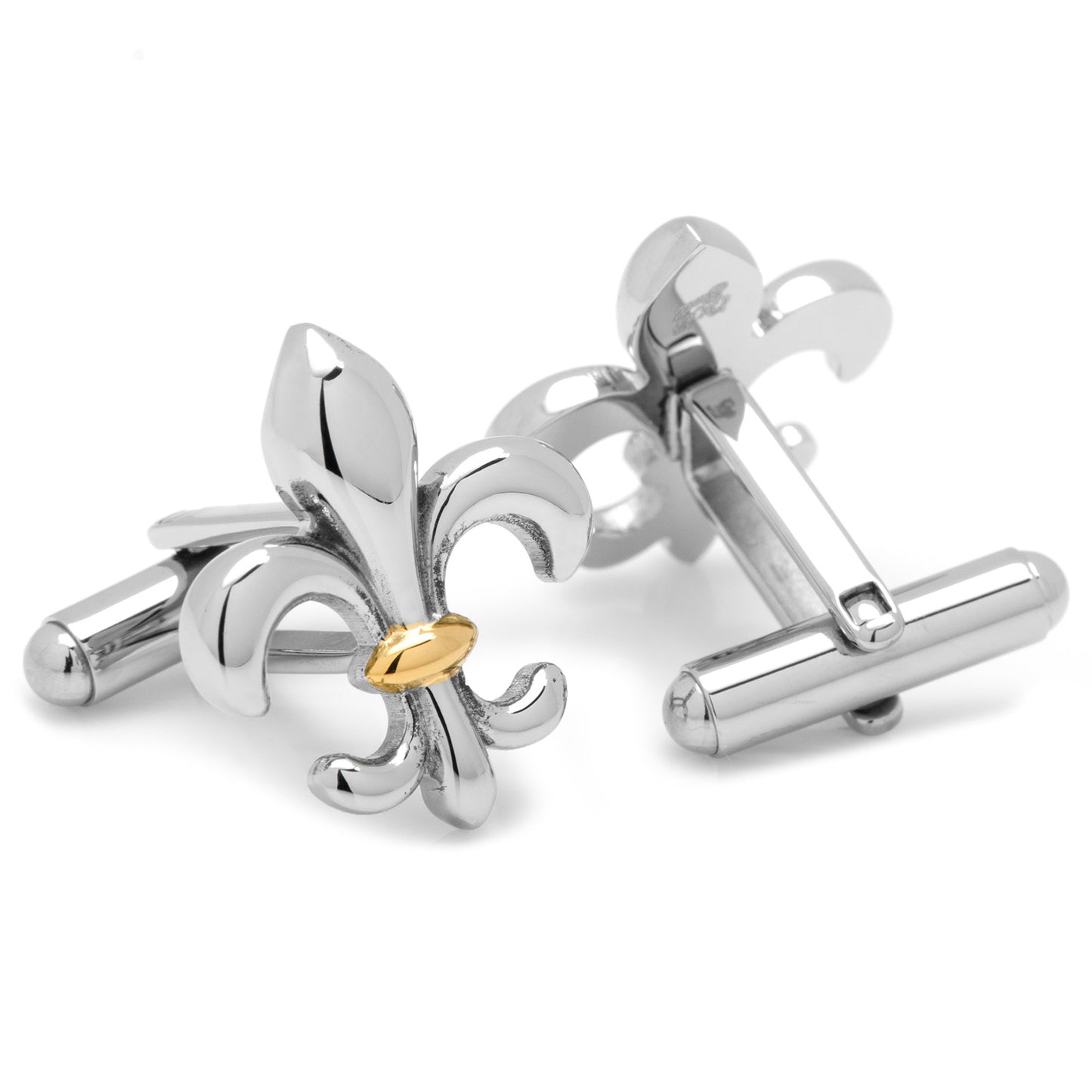 Stainless Steel Two-Tone Fleur De Lis Cufflinks Image 2