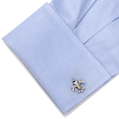 Stainless Steel Two-Tone Fleur De Lis Cufflinks Image 3