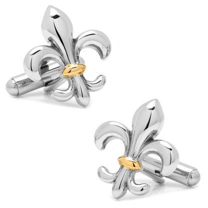 Stainless Steel Two-Tone Fleur De Lis Cufflinks Image 1